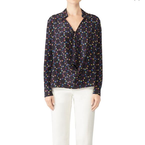 Derek Lam Silk geometric Collar Drape Blouse sz 10 - Picture 1 of 10